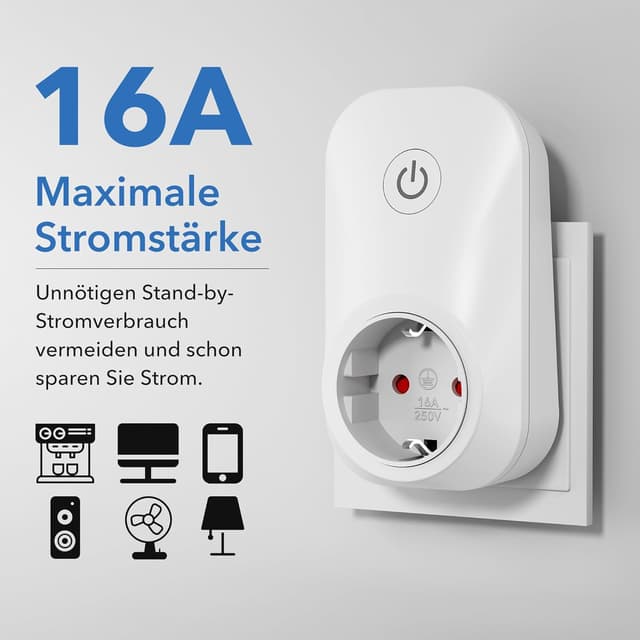 Detalle de HBN Funksteckdosen-Set (4 Steckdosen) mit Fernbedienung, Reichweite 30 m, bis 3.680 W / 16 A, weiß