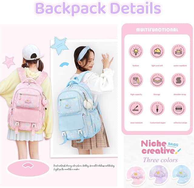 Detalle de VIDOSCLA Kawaii school bag 34 x 20 x 47 cm