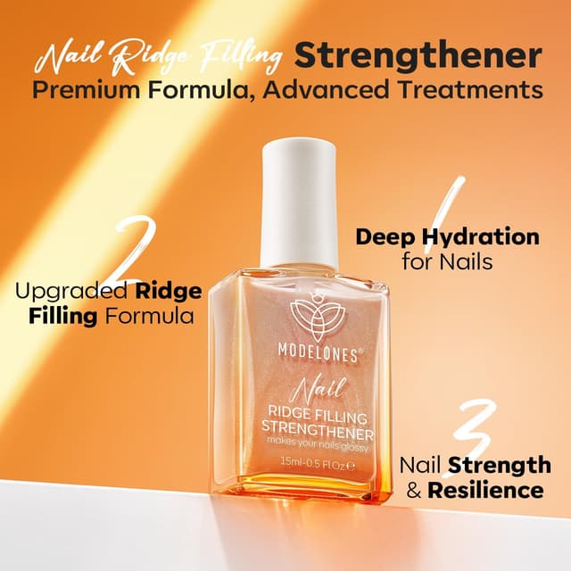 Detalle 2 de Modelones Vernis Durcisseur Ongle Extra Fort 8 en 1 — soin fortifiant pour ongles abîmés, nude pailleté, 15 ml