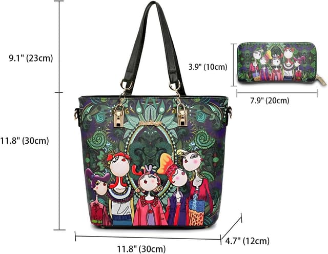 Detalle de DEERWORD Femme Sac à bandoulière 5706 (ensemble 2 pièces) en PU cuir