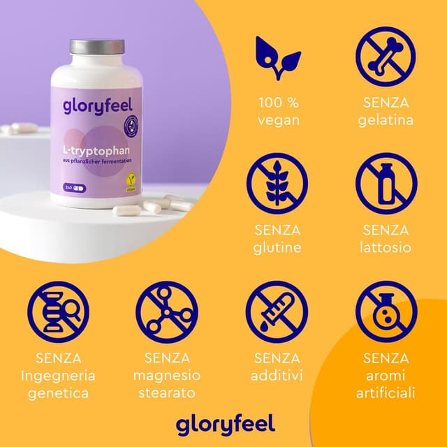 Detalle de L-Triptofano 500 mg da fermentazione vegetale da Fermentazione Vegetale – integratore in capsule da 240 per dormire