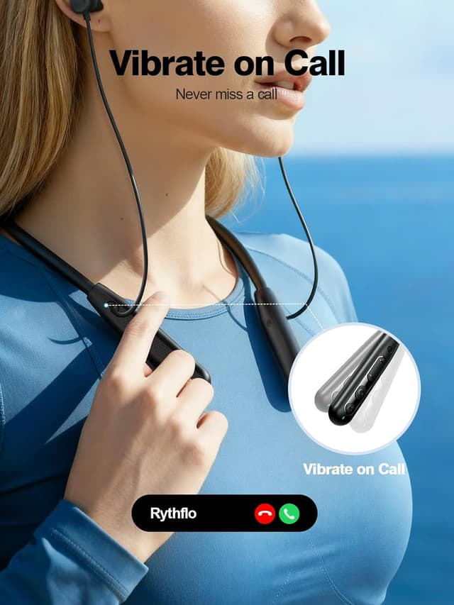 Detalle 2 de Rythflo Rythflo Neckband Bluetooth Headphones with ENC & IPX7 Sweatproof Sport Earbuds