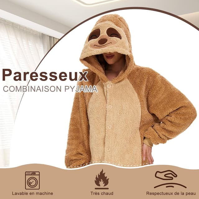 Detalle 2 de Luojida combinaison pyjama pilou pilou kigurumi adulte (avec poches)