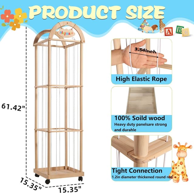 Detalle 2 de Stofftier-Aufbewahrungs-Organizer 156 x 39 x 39 cm