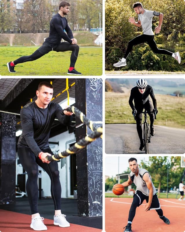 Detalle de Runhit 1/3er Pack Kompressionshose Herren – schnelltrocknende lange Sportleggings für Lauftraining & Gym