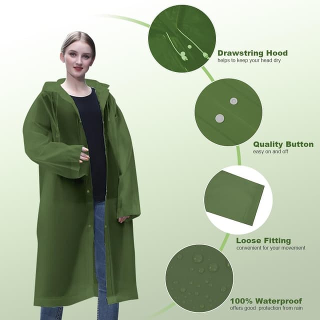 Detalle de Vicloon poncho impermeabile EVA unisex (2 pezzi) per uomo e donna