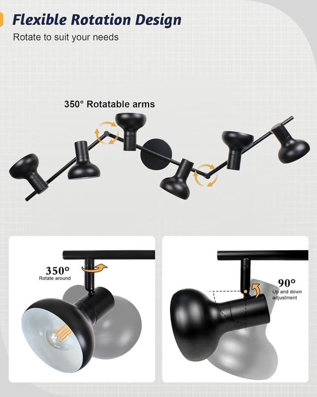 Thumbnail 2 de HiBay 6 Way Spotlights Black ceiling light