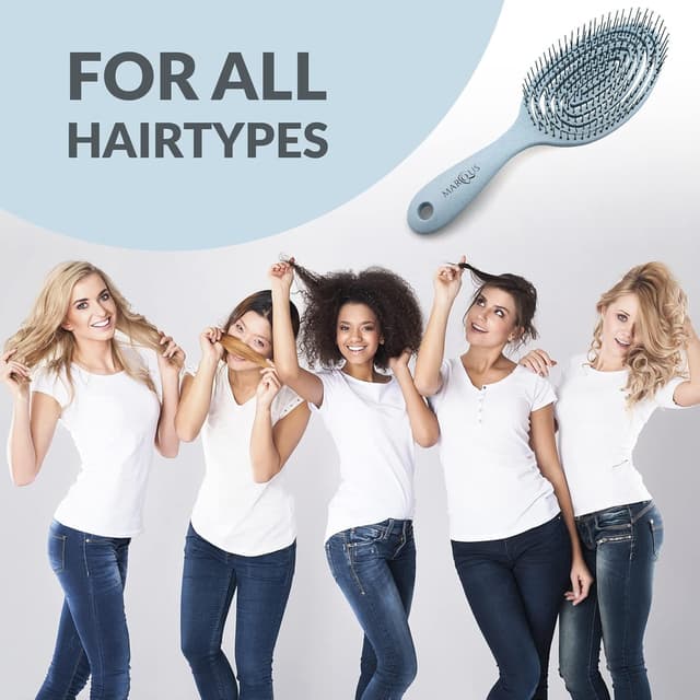 Detalle de marQus Bio Haarbürste ohne Ziepen mit Doppelspiralfeder & mehr Borsten (Arctic Blau) – Entwirrbürste für jeden Haartyp