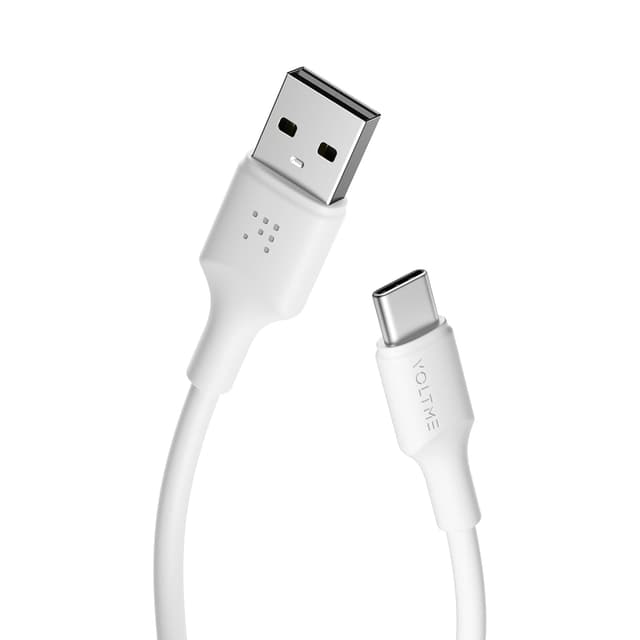 Detalle de VOLTME Cavo USB-C 60W PD 3A in TPE da 1,20 m (bianco) con ricarica rapida e trasferimento dati fino a 480 Mb/s
