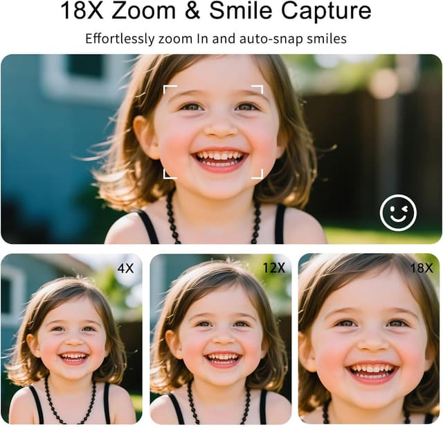 Detalle de Digitalkamera 5K 75MP mit WiFi & 18x Digitalzoom, 3,0" Klappdisplay 180° – Kompaktkamera für Foto, Reisen & Vlogging