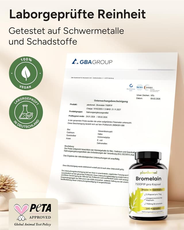 Detalle 2 de 180 Bromelain Kapseln 7500 FIP/Kapsel - Enzymaktivität 10.000 FIP/g