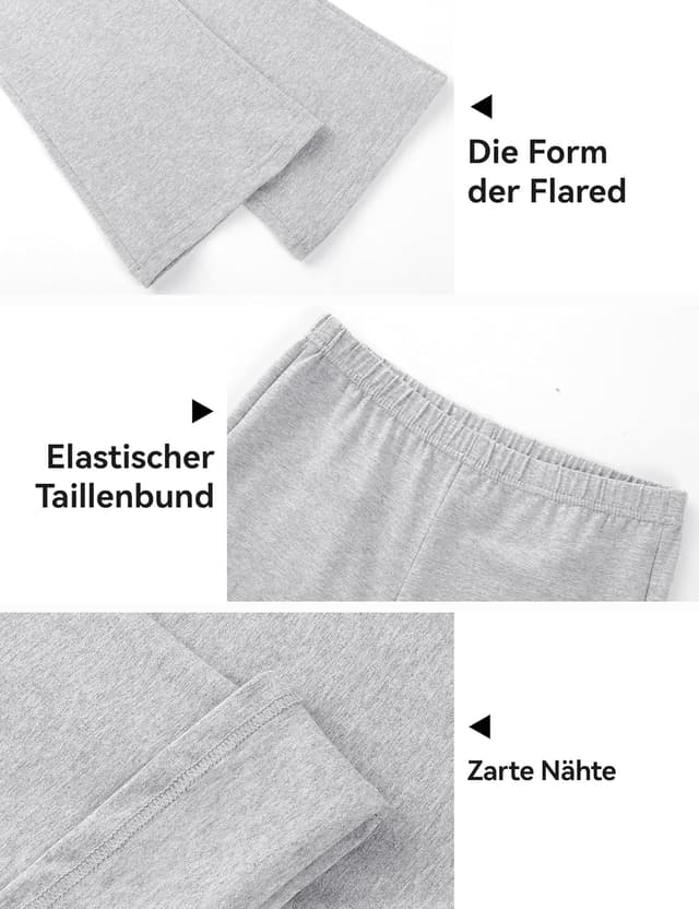 Detalle 1 de KEREDA Mädchen-Schlaghose aus Baumwolle – Leggings im Flared-Style im 3er-Pack