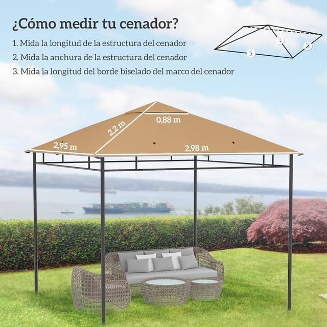 Thumbnail 6 de Outsunny techo de repuesto 300x300 cm cenador beige