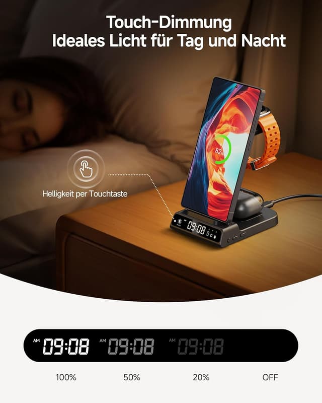 Detalle de Induktive Ladestation 3‑in‑1 für Samsung S25 Ultra