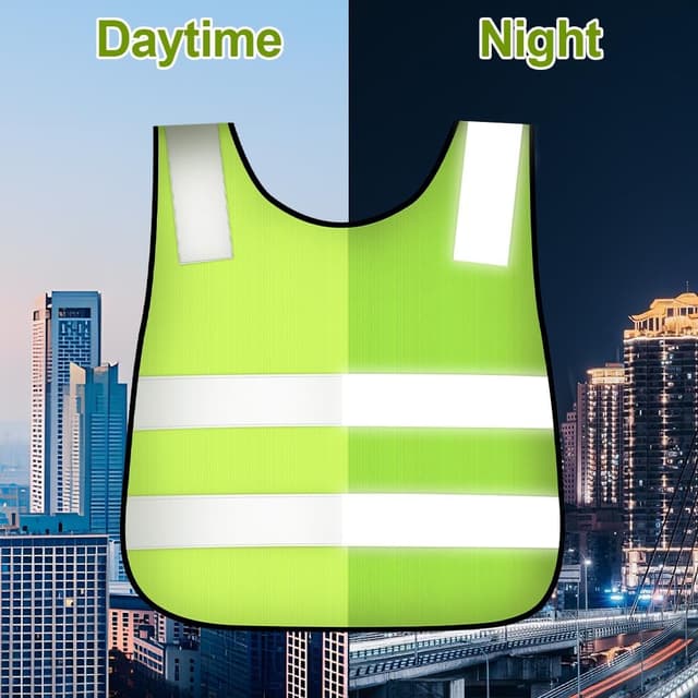 Detalle de AYBUY 2 gilet di sicurezza rifrangenti per bambini (2 pezzi) con bande ad alta visibilità