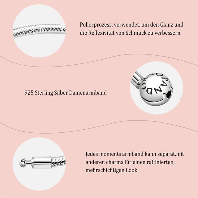 Detalle 2 de ZHUOMOT Charm Armband 925 Silber 17 cm