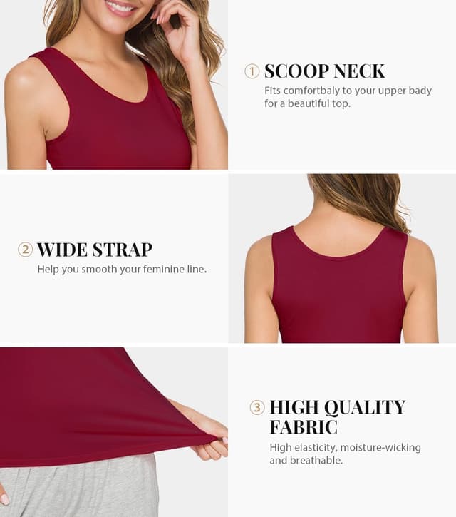 Detalle de Knuffnee Damen Stretch Unterhemd Basic Tank Tops (4er Pack) – Modal/Elasthan für Training & Alltag