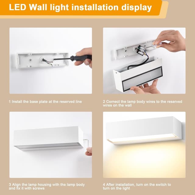 Detalle de Applique mural LED Cwycfw 18 W blanc chaud 3000 K, 30 cm, étanche IP65