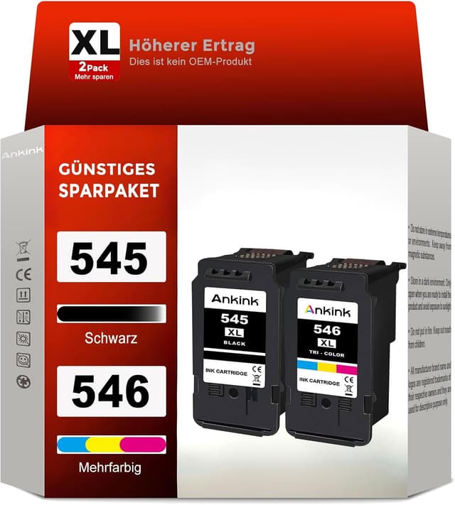 Detalle de ANKINK Kompatibel Tintenpatrone 545/546 XL 2er Pack