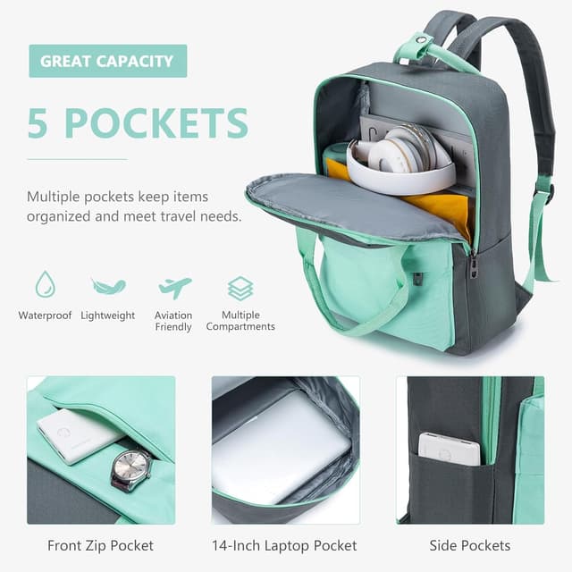 Detalle 2 de SUCIKORIO 40x30x15cm Underseat Travel Backpack with 14-inch Laptop Compartment