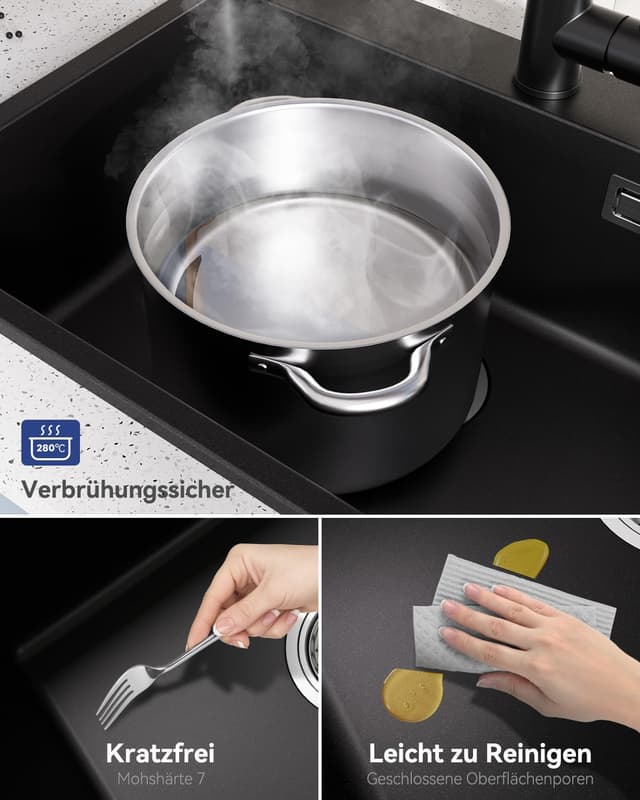 Thumbnail 4 de Sofetiy Spülbecken Granit 60x45cm Schwarz