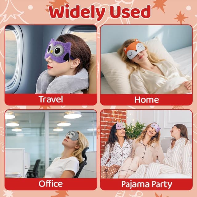 Detalle 2 de ACWOO Maschera per dormire unicorno 3D in peluche, copricapo eyeshade morbida e traspirante per bambini e adulti