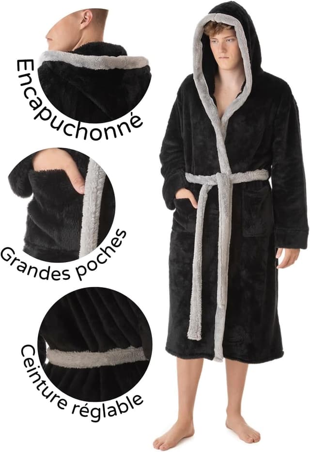 Detalle 2 de LEBENGOOD robe de chambre polaire S