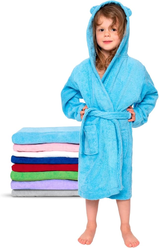 Thumbnail 6 de Twinzen Kinderbademantel aus 100% Baumwolle mit Kapuze und Ohren (OEKO‑TEX®) – für Mädchen oder Jungen