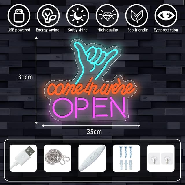 Detalle 2 de DWOOKE Open neon sign USB LED