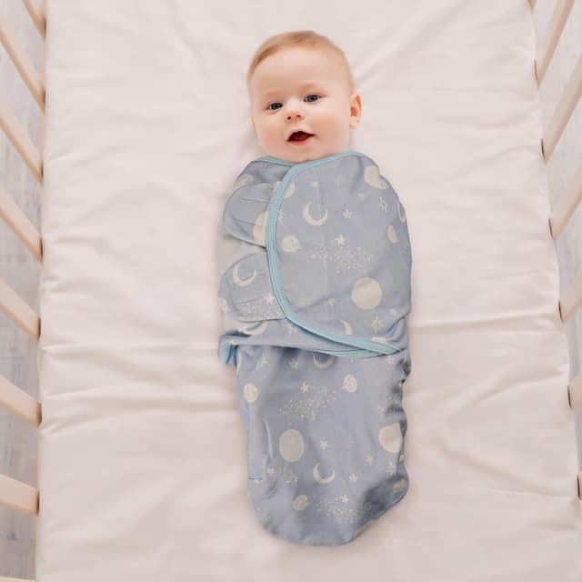 Detalle 2 de GLLQUEN BABY 0-3 Months Organic Cotton Baby Swaddle Wraps (Oeko-Tex 100), 3 Pack – Astronaut