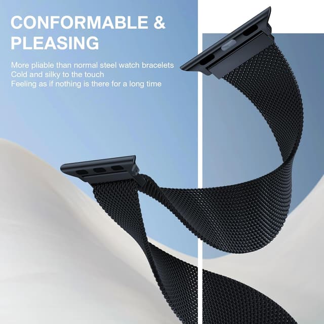 Detalle 2 de Stainless Steel Milanese Loop Magnetic Clasp Apple Watch Band (46mm/44mm/45mm/49mm) — Men & Women