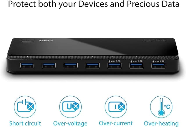 Detalle 2 de TP-Link UH700 7‑Port USB‑Hub mit Netzteil 🔌
