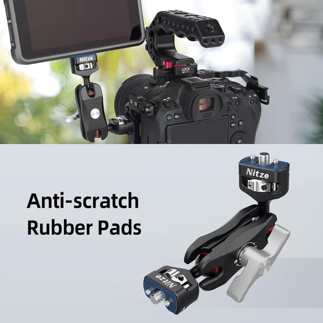 Detalle 2 de Nitze N50-G1 Magic Arm mit doppelten Kugelköpfen (1/4" Schraube) für Monitor, LED, Mikrofon & Action Cam