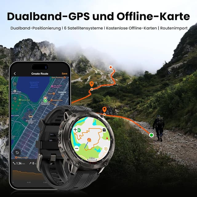 Detalle 2 de KOSPET Tank T4 Smartwatch mit GPS, 10ATM