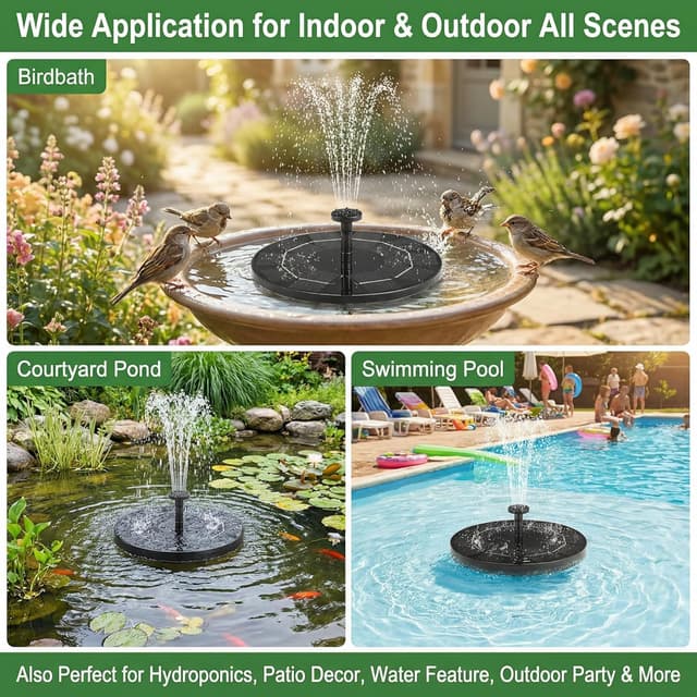 Thumbnail 6 de Solar Springbrunnen mit 3,5 Watt (2026 Upgrade) – schwimmende Solarteichpumpe mit 6 Düsen