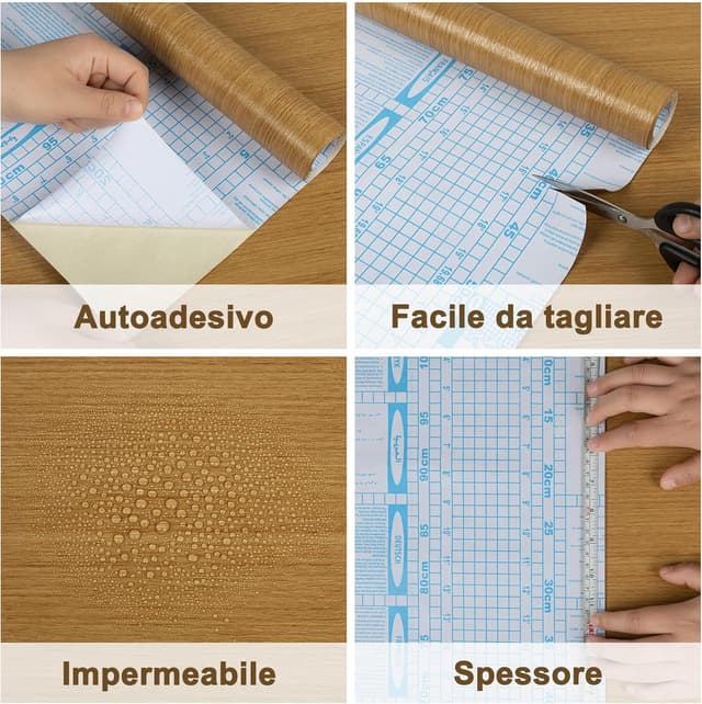 Detalle 2 de Hode Carta adesiva in pellicola PVC effetto legno 40x300 cm per mobili, cucina e pareti
