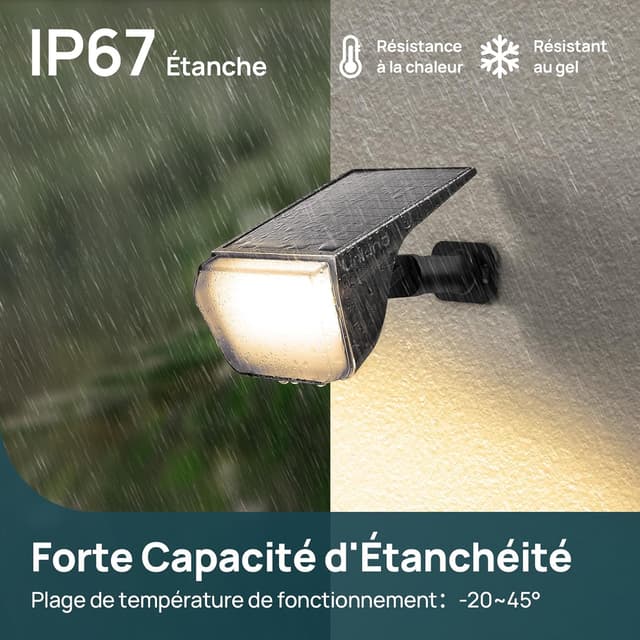 Thumbnail 6 de Linkind Lampe solaire extérieure avec 60 LED, 800 lm et lumière blanc chaud 3000K (spots pour jardin)