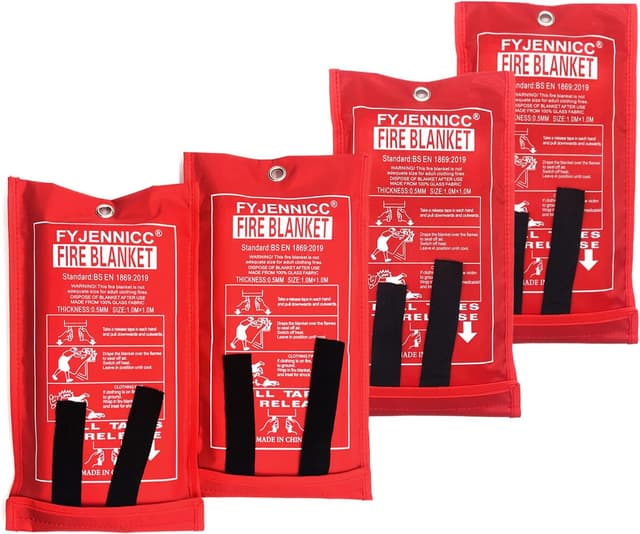 Detalle de FYJENNICC Fibreglass Fire Blanket (with flame-retardant cotton tapes), 39.3×39.3 inches, 4-pack