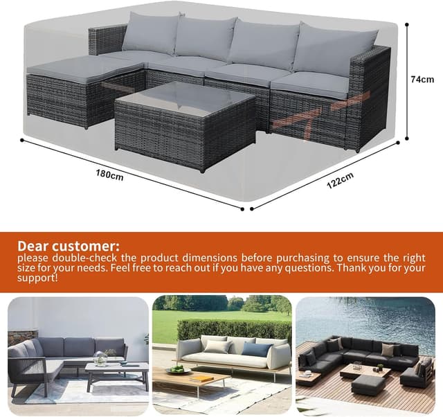 Detalle 2 de QLSXLB Funda para Mesa Jardín Impermeable 180x122x75cm ☂