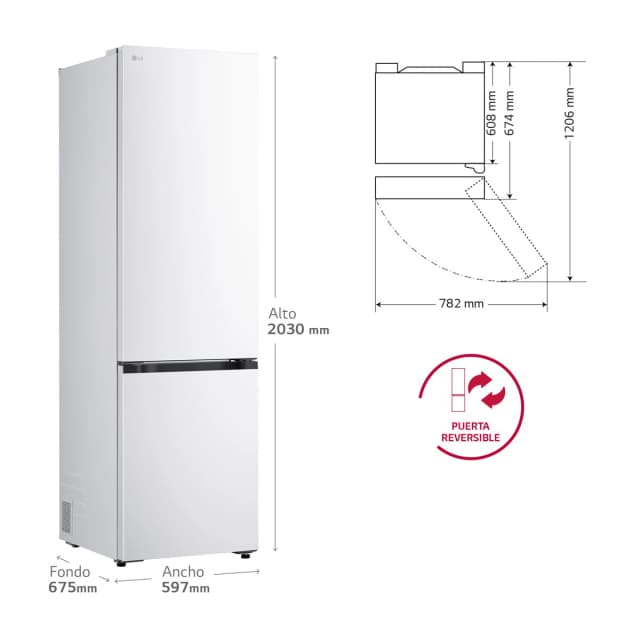 Detalle 2 de LG GBBS322CSW frigorífico combi DoorCooling+ 2,03 m