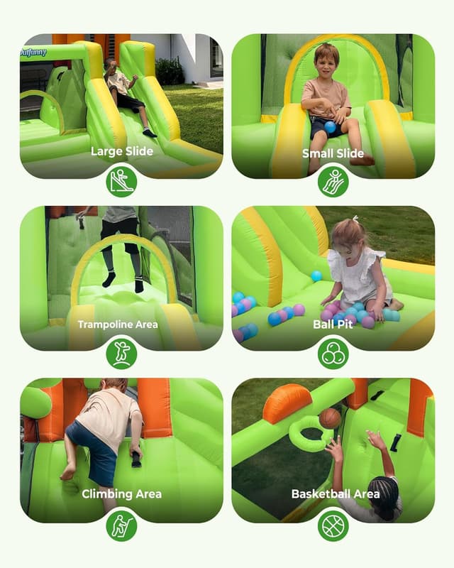 Detalle 2 de Outfunny Inflatable Bounce House 450W blower 🏰