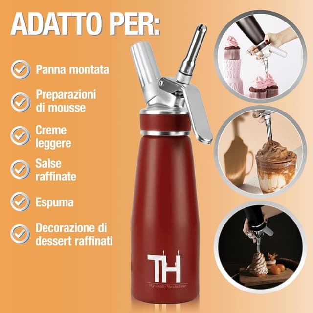Detalle 2 de Sifone panna montata Thiru 500 ml rosso