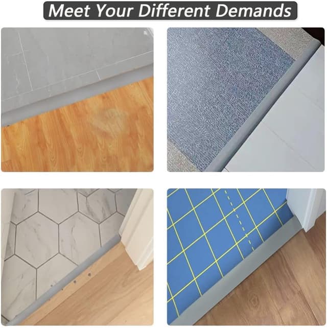 Detalle de 2M PVC Laminate Flooring Threshold Transition Strip (Self-Adhesive Door Bar / Floor Edge Trim) – Grey, 5cm wide