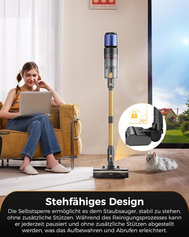 Thumbnail 6 de Proscenic P15+ Akku-Staubsauger kabellos (bis 70 Min, 55 kPa) mit Touchscreen und Anti-Tangle-Bürste