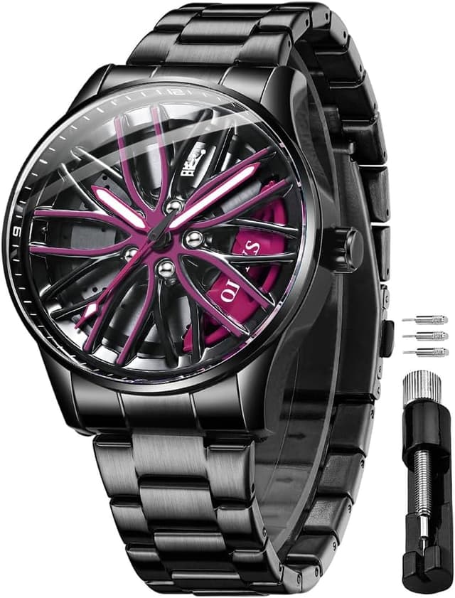 Detalle de OLEVS Herrenuhr aus Edelstahl mit Skelett-Zifferblatt, analogem Quarzwerk und 3-ATM-Wasserschutz