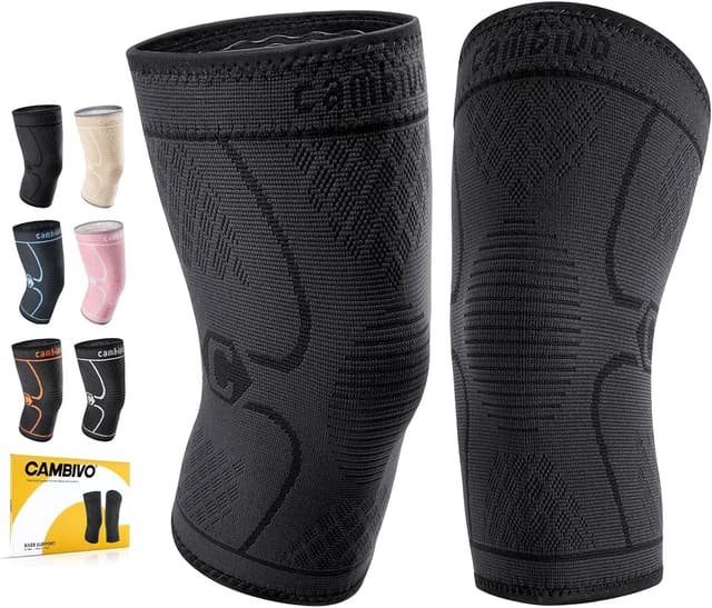 Detalle de CAMBIVO Kniebandage X2 für Meniskus, ACL & Arthritis – 2er-Set für Lauf- und Outdoorsport