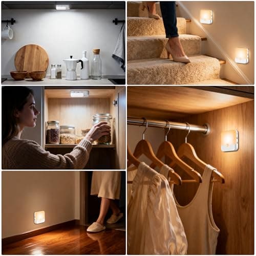 Detalle 1 de daphomeu 6 luces nocturnas recargables con sensor de movimiento y 3 colores (regulables)