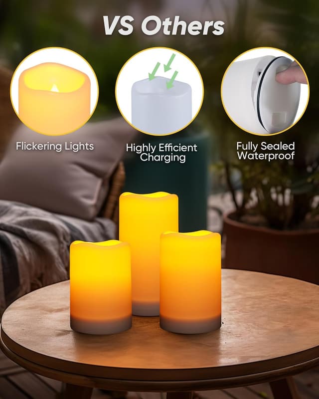 Thumbnail 6 de Solar-Flammenlose Kerzen 3er-Set