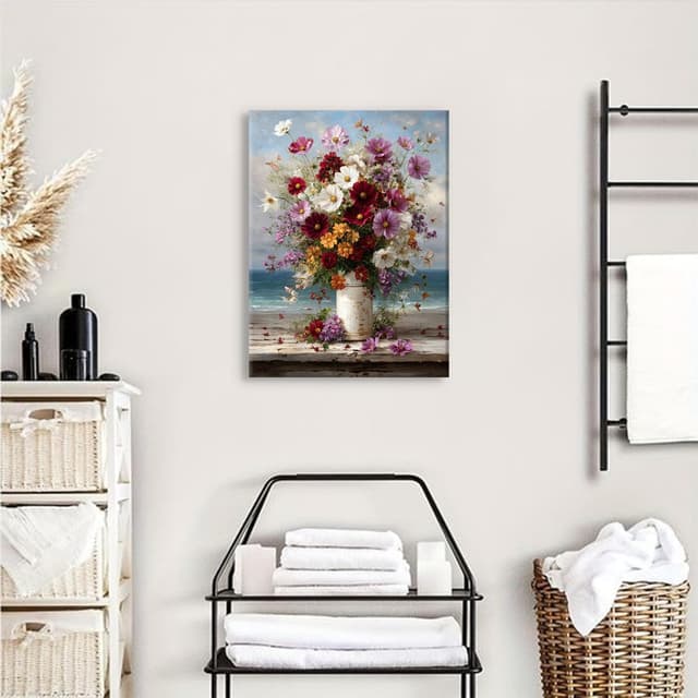Thumbnail 6 de Daisy Floral Wall Art Bouquet Seaside Canvas Print (12x16 inch, 1 panel) for bathroom and home decor
