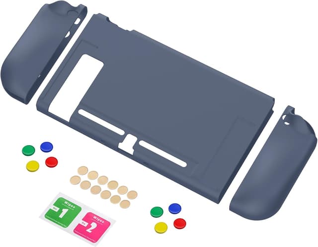 Detalle 2 de playvital Grey Protective Case for Nintendo Switch (Soft TPU Slim Cover + ABXY Caps)